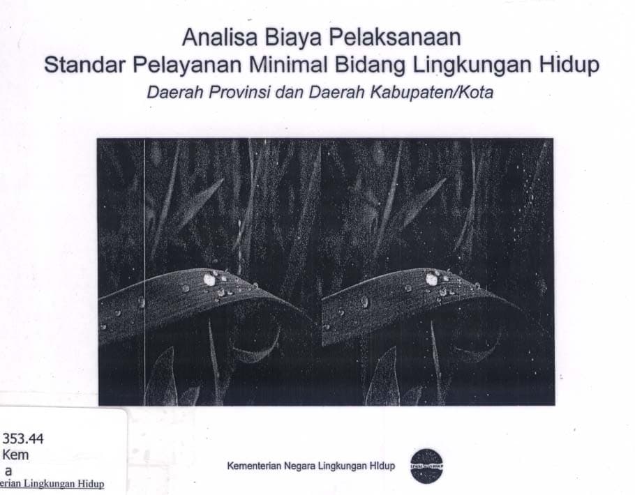 Analisa biaya pelaksanaan standar pelayanan minimal bidang lingkungan hidup daerah Provinsi dan daerah Kabupaten/Kota