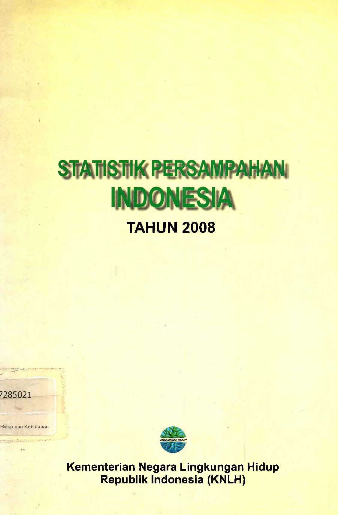 Cover STATISTIK  PERSAMPAHAN INDONESIA TAHUN 2008